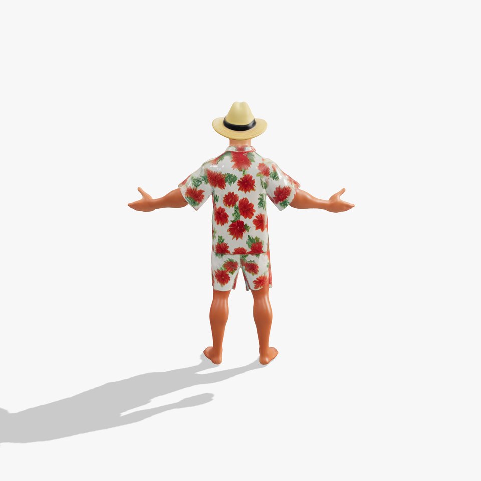 Summer Tourist Character Rigged and Animated in Hawaiian Outfit